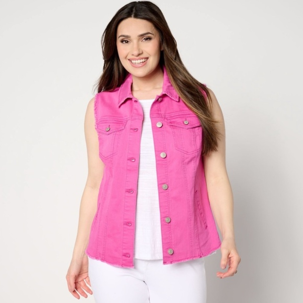14 Pink Sleeveless Denim Vest​